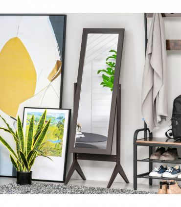 Freestanding Dressing Mirror 148x47cm Adjustable Angle Dark Brown Frame