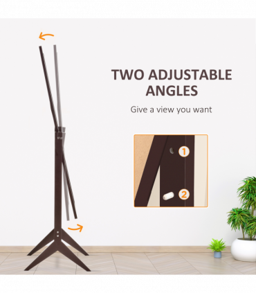 Freestanding Dressing Mirror 148x47cm Adjustable Angle Dark Brown Frame