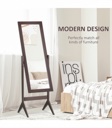 Freestanding Dressing Mirror 148x47cm Adjustable Angle Dark Brown Frame