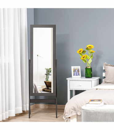 Freestanding Dressing Mirror 148x47cm Adjustable Angle Dark Brown Frame