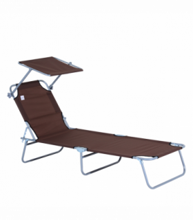 Garden Folding Chair Sun Lounger Bed Outdoor Recliner Seat w/ Sunshade