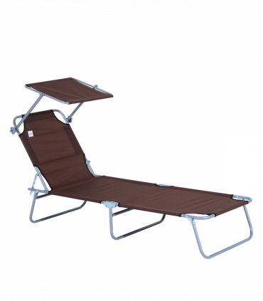 Garden Folding Chair Sun Lounger Bed Outdoor Recliner Seat w/ Sunshade