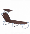 Garden Folding Chair Sun Lounger Bed Outdoor Recliner Seat w/ Sunshade