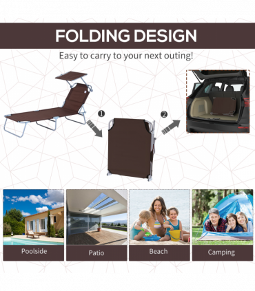 Garden Folding Chair Sun Lounger Bed Outdoor Recliner Seat w/ Sunshade