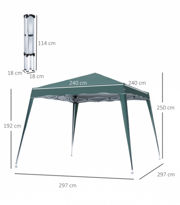 Garden Pop up Gazebo Tent Party Water-resistant 2.5 x 2.5M Green Outsunny