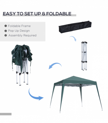 Garden Pop up Gazebo Tent Party Water-resistant 2.5 x 2.5M Green Outsunny