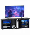 HOMCOM 160cm TV Unit w/ LED Lights for 65" TV Modern TV Stand Cabinet Black