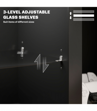 HOMCOM 160cm TV Unit w/ LED Lights for 65" TV Modern TV Stand Cabinet Black