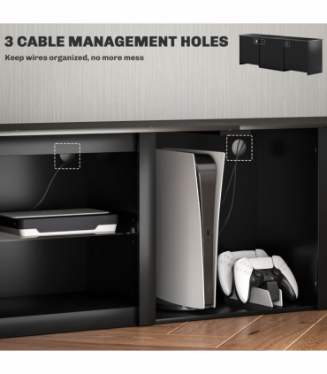 HOMCOM 160cm TV Unit w/ LED Lights for 65" TV Modern TV Stand Cabinet Black