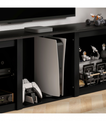 HOMCOM 160cm TV Unit w/ LED Lights for 65" TV Modern TV Stand Cabinet Black