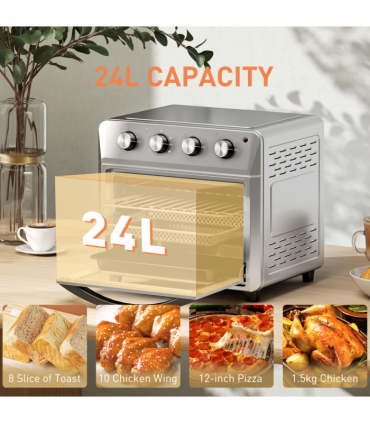 HOMCOM 24L Air Fryer Oven, Small Electric Oven, Grill, Roast, Bake, 1600W