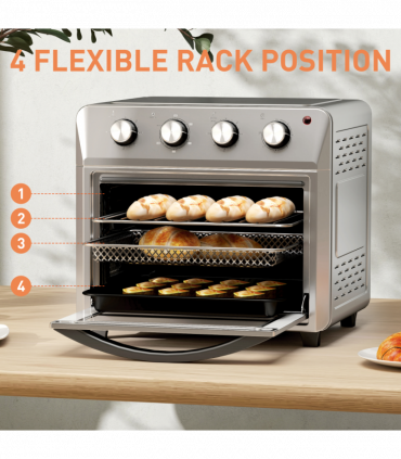 HOMCOM 24L Air Fryer Oven, Small Electric Oven, Grill, Roast, Bake, 1600W
