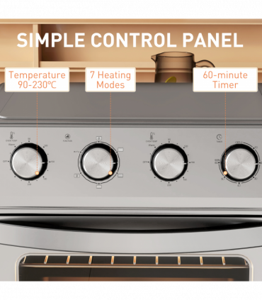 HOMCOM 24L Air Fryer Oven, Small Electric Oven, Grill, Roast, Bake, 1600W