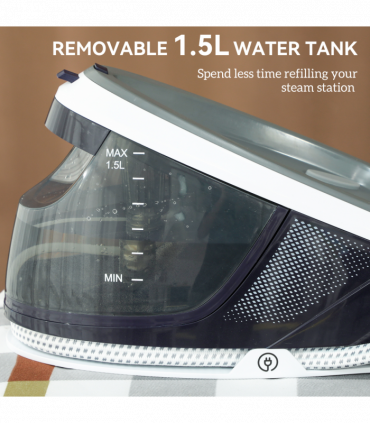 HOMCOM Steam Generator Iron, Large Water Tank, Smart ECO Mode, Self-Cleaning