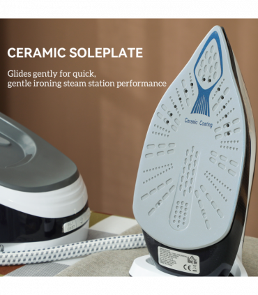 HOMCOM Steam Generator Iron, Large Water Tank, Smart ECO Mode, Self-Cleaning
