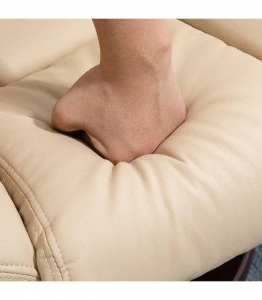 HOMCOM Swivel Manual Recliner and Footrest Set PU Leather Lounge Chair Beige