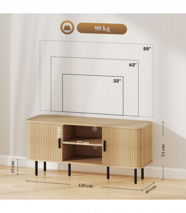 HOMCOM TV Unit for Living Room, TV Stand, Oak Tone
