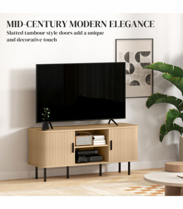 HOMCOM TV Unit for Living Room, TV Stand, Oak Tone