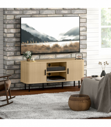 HOMCOM TV Unit for Living Room, TV Stand, Oak Tone
