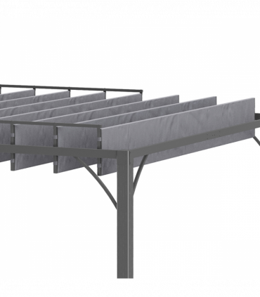 Outsunny 3 x 3(m) Outdoor Louvered Metal Pergola with Retractable Roof, Grey
