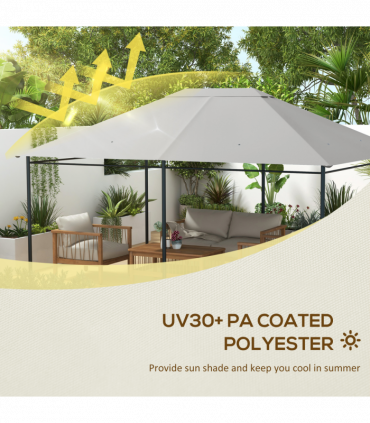Outsunny 3 x 4m Gazebo Canopy Replacement Gazebo Roof Cover, Light Grey