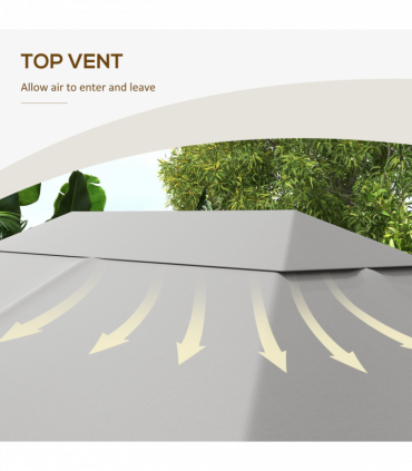 Outsunny 3 x 4m Gazebo Canopy Replacement Gazebo Roof Cover, Light Grey