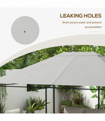 Outsunny 3 x 4m Gazebo Canopy Replacement Gazebo Roof Cover, Light Grey