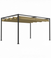 Outsunny 3x2m Metal Pergola Gazebo Patio Sun Shelter Retractable Canopy Khaki