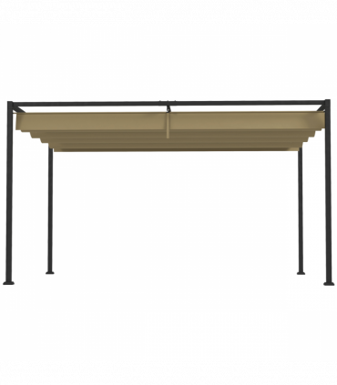 Outsunny 3x2m Metal Pergola Gazebo Patio Sun Shelter Retractable Canopy Khaki