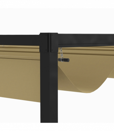 Outsunny 3x2m Metal Pergola Gazebo Patio Sun Shelter Retractable Canopy Khaki