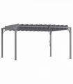 Outsunny 4 x 3(m) Outdoor Louvered Metal Pergola with Retractable Roof, Grey