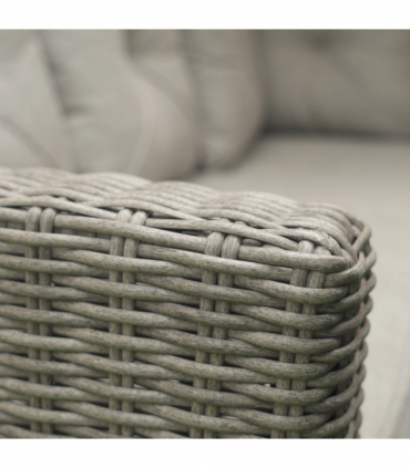 Outsunny 5 PCs Outdoor PE Rattan L-Shape Sofa Footstool Fire Pit Table Set