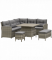 Outsunny 6 PCs Rattan Garden Furniture Sectional Conversation Corner Sofa
