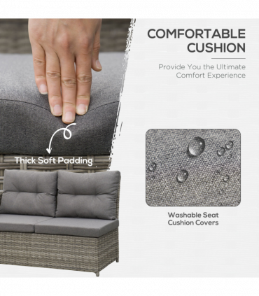 Outsunny 6 PCs Rattan Garden Furniture Sectional Conversation Corner Sofa