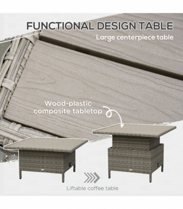 Outsunny 6 PCs Rattan Garden Furniture Sectional Conversation Corner Sofa