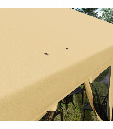 Outsunny 6 x 3m Pop Up Party Tent Canopy with 6 Removable Sidewalls Beige