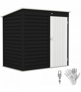 Outsunny 6 x 4ft Metal Garden Shed with Lockable Door and Gloves, Dark Grey