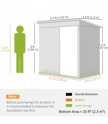 Outsunny 6 x 4ft Metal Garden Shed with Lockable Door and Gloves, Dark Grey