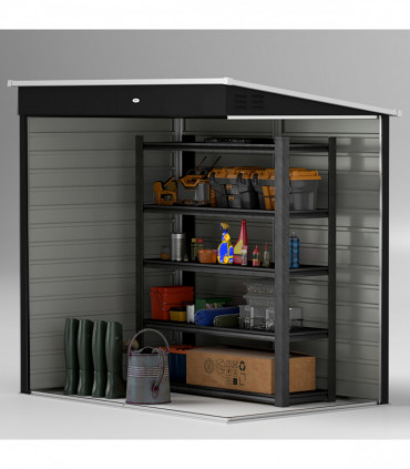 Outsunny 6 x 4ft Metal Garden Shed with Lockable Door and Gloves, Dark Grey