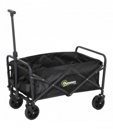Outsunny 62L Festival Trolley, 120kg Heavy Duty Folding Trolley Cart, Black