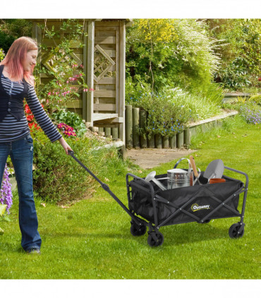 Outsunny 62L Festival Trolley, 120kg Heavy Duty Folding Trolley Cart, Black