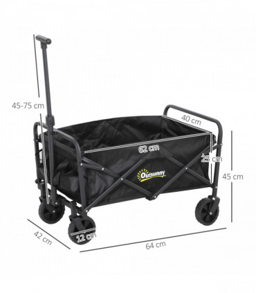 Outsunny 62L Festival Trolley, 120kg Heavy Duty Folding Trolley Cart, Black