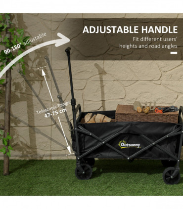 Outsunny 62L Festival Trolley, 120kg Heavy Duty Folding Trolley Cart, Black