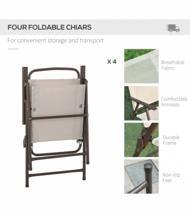 Outsunny 6PC Garden Dining Set Outdoor Furniture Folding Chairs Table Parasol