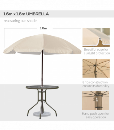 Outsunny 6PC Garden Dining Set Outdoor Furniture Folding Chairs Table Parasol