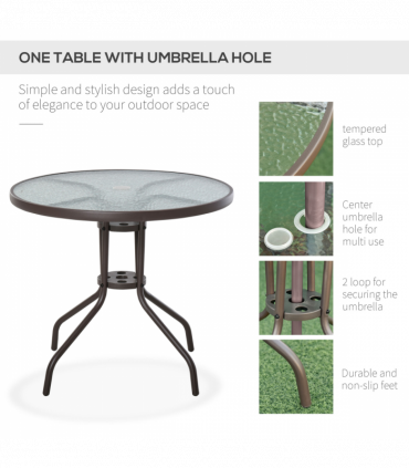 Outsunny 6PC Garden Dining Set Outdoor Furniture Folding Chairs Table Parasol