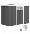 Outsunny 8 x 4 ft Garden Storage Shed, Outdoor Metal Shed, Dark Grey