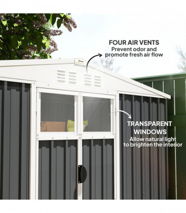 Outsunny 8 x 4 ft Garden Storage Shed, Outdoor Metal Shed, Dark Grey