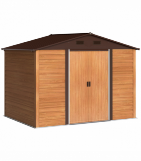 Outsunny 9.1x6.4ft Garden Shed, Tool Storage Sliding Door Wood Effect