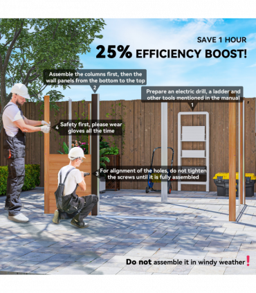 Outsunny 9.1x6.4ft Garden Shed, Tool Storage Sliding Door Wood Effect